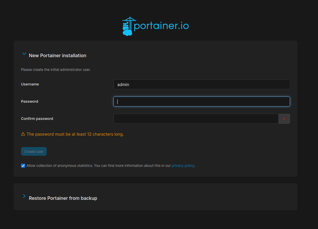 portainer installation hostmycode