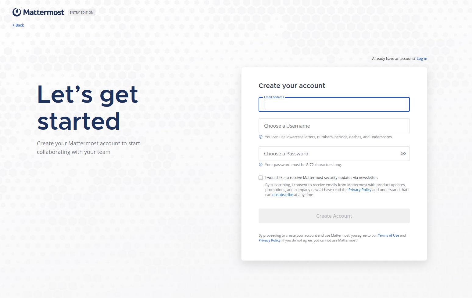 mattermost create account hostmycode